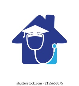 Medical student vector logo template. Graduation cap combined with stethoscope icon design.	