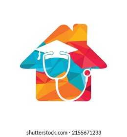 Medical student vector logo template. Graduation cap combined with stethoscope icon design.	