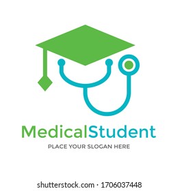 Medical Student Vector Logo Template.This Design Use Hat Symbol. Suitable For Education.