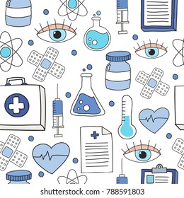 medical stuff seamless doodle pattern