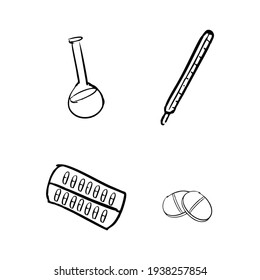 Material médico simple dibujo a mano vector