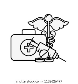 medical suitcase first aid syringe capsule and caduceus