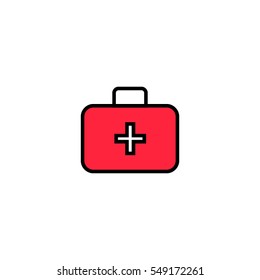 Medical suitcase flat line icon