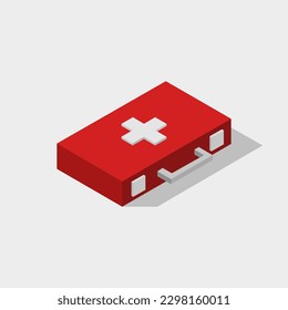 Medical suitcase isometric on a background