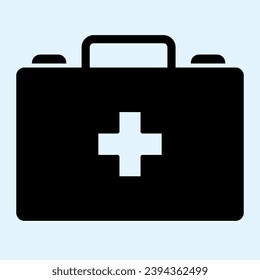 Medical suitcase solid icon. Doctor briefcase with first aid tools. Health care vector design concept, glyph style pictogram on white background, use for web and app. Eps 10