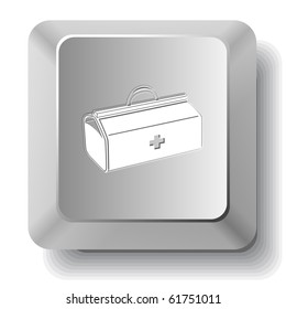 Medical suitcase. Vector computer key.