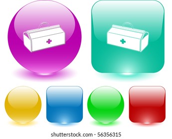 Medical suitcase. Vector interface element.