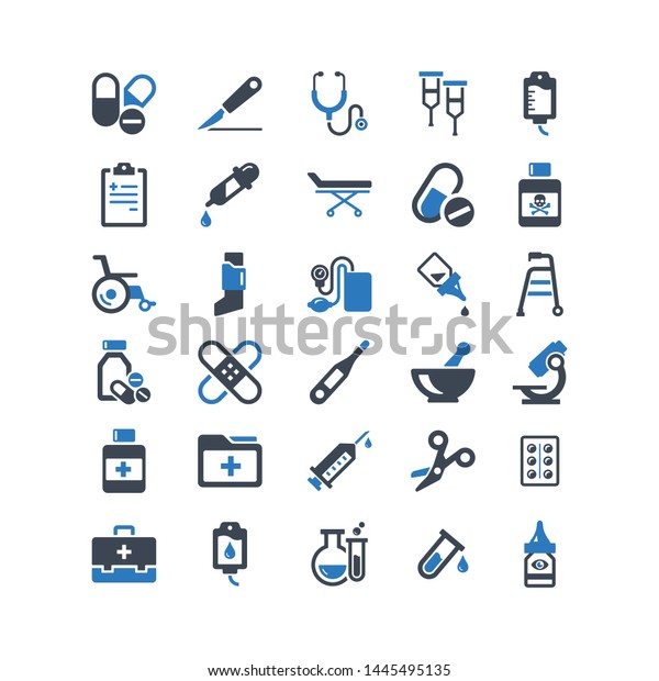 Medical Supplies Flat Vector Icon Set Stock Vector (Royalty Free ...