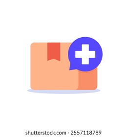 medical supply icon with a box, flat design