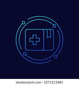 medical supply icon with a box, linear design