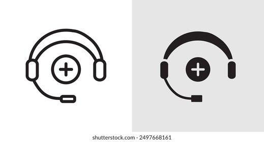 Medical support icon Black line art vector logo set