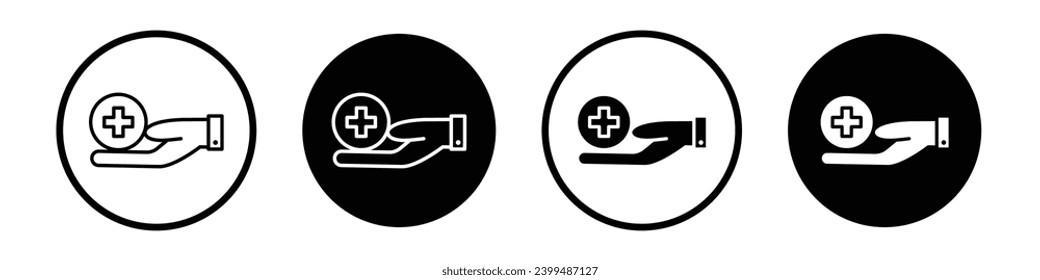 Medical support icon set. health care vector symbol in black filled and outlined style.