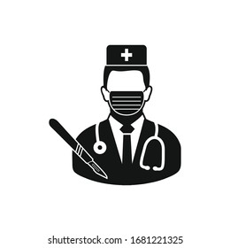 Icono cirujano médico. Ilustración de símbolo de vectores editable.