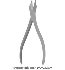 Medical surgical clamp vector. Dental surgery forceps, tweezers or scissors professional instrument isolated on white background