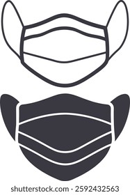 Medical or Surgical Face Mask, Hand drawn face mask, Set of face mask vector art design