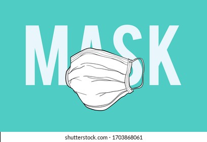 Medical or Surgical Face Mask. Virus Protection. Breathing Respirator Mask. Health Care Concept. Vector Illustration. 02