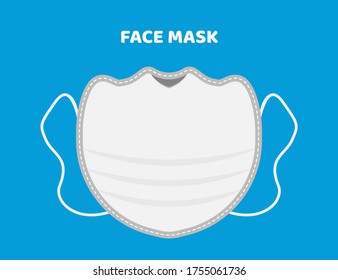 Medical Surgical Face Mask and Virus Protection Mask Vector with Blue Background. 