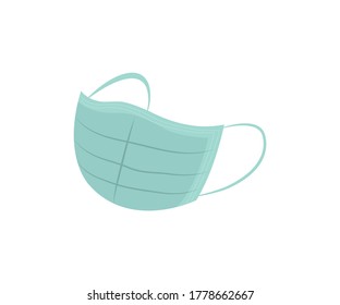 Medical or Surgical Face Mask. Virus Protection. Breathing Respirator Mask. Health Care Concept. Vector Illustration