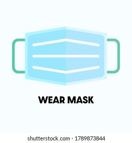 Medical or surgical face mask, virus protection, breathing respirator mask, health care concept, vector illustration for graphic design, background, website or banner