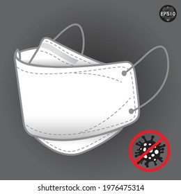 Medical or Surgical Face Mask. Virus Protection. Breathing Respirator Mask. Health Care Concept. Vector Illustration