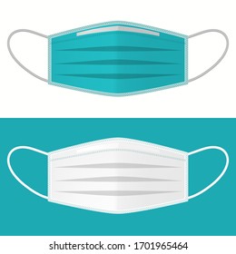 Medical Surgical Mask. Face care Cover, Respiratory infection protective. Vector