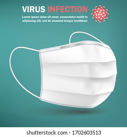 Medical Surgical Mask. Face care Cover, Respiratory infection protective. Vector