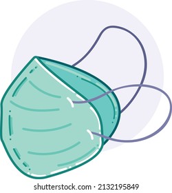 Medical Surgical Mask Side View Vector Illustration Icon. Folded Masks With Elastic Bands Isolated.