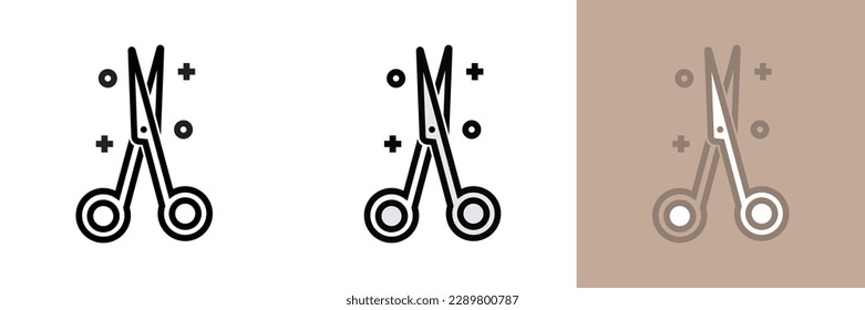 Medical Surgical Scissors Icon, this icon represents surgical scissors, typically used for cutting tissue or sutures during surgical procedures.