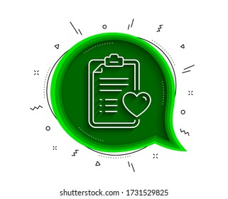 Medical survey line icon. Chat bubble with shadow. Hospital patient history sign. Thin line patient history icon. Vector