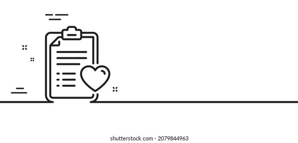 Medical Survey Line Icon. Hospital Patient History Sign. Minimal Line Illustration Background. Patient History Line Icon Pattern Banner. White Web Template Concept. Vector