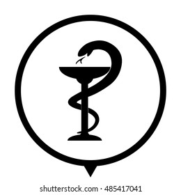 medical symbol - black vector  icon; map pointer
