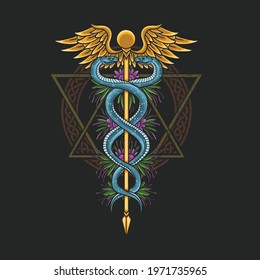 medical symbol caduceus healthcare illustration