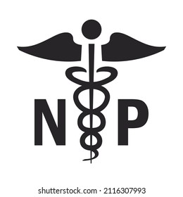 Medical symbol caduceus nurse practitioner NP vector illustrator 