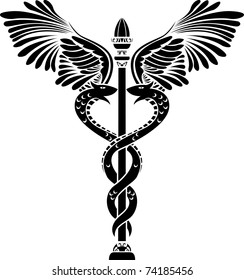 Medical symbol caduceus silhouette