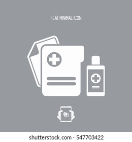 Medical symbol concept - Documents folder and bottle - Vector flat icon