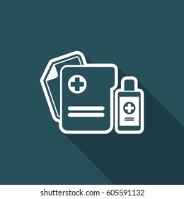 Medical symbol concept - Documents folder and bottle - Vector flat icon