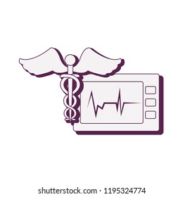 medical symbol with ekg machine