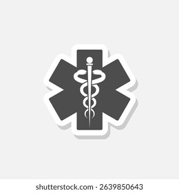 Medical symbol of the Emergency icon sticker isolated on gray background