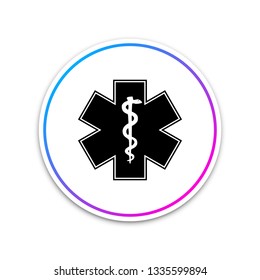 Medical symbol of the Emergency - Star of Life icon isolated on white background. Circle white button. Vector Illustration