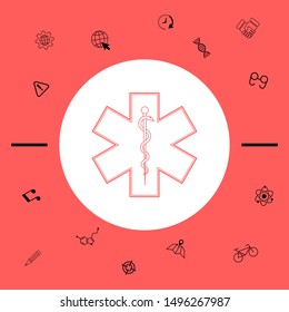 Medical symbol of the Emergency - Star of Life. Graphic elements for your design