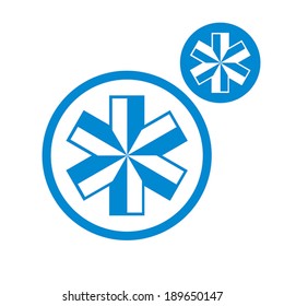 Medical symbol of emergency vector simple single color icon isolated on white background, includes invert version for you to choose.