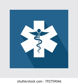 Medical Symbol flat icon with long shadow