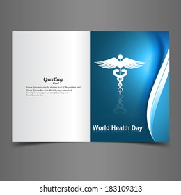 Medical symbol greeting card caduceus reflection world health day colorful vector design