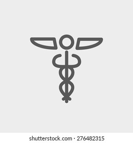 Medical symbol icon thin line for web and mobile, modern minimalistic flat design. Vector dark grey icon on light grey background.