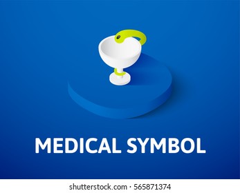 Medical symbol icon, vector symbol in flat isometric style isolated on color background
