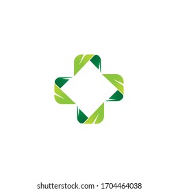 Medical symbol with leaf logo design vector template