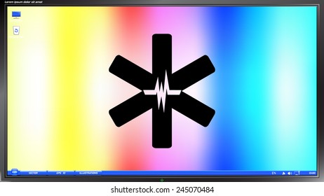 Medical symbol on the screen monitor. Made vector illustration