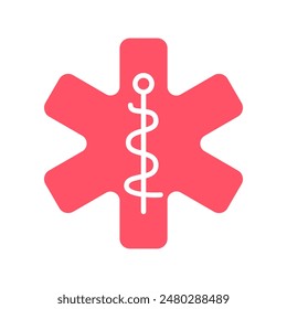 Medical symbol set icon. Caduceus, emergency sign, healthcare, star of life, medicine, first aid, medical services, ambulance.