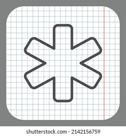 Medical symbol simple icon vector. Flat desing. On graph paper. Grey background.ai
