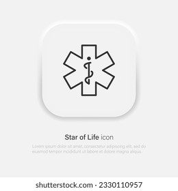 Medical symbol Star of Life with Rod of Asclepius icon isolated. First aid. Emergency symbol. Vector EPS 10